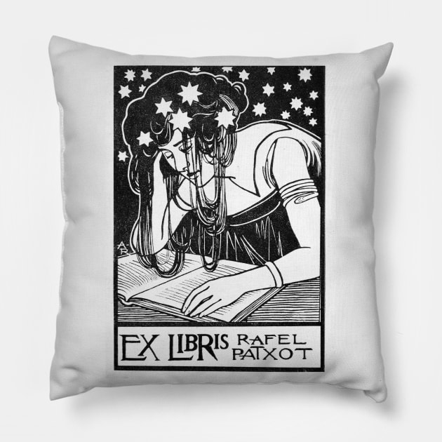 Ex Libris of Rafel Patxot, 1901 Pillow by WAITE-SMITH VINTAGE ART