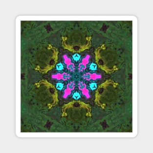 Psychedelic Hippie Flower Pink Blue and Green Magnet