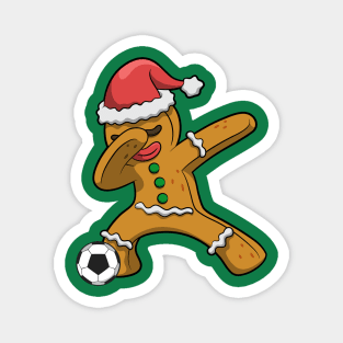 Soccer Dabbing Gingerbread Man Christmas Magnet