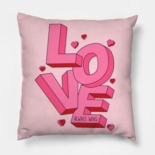 Love Always Wins | Fun Valentine Word Art Pillow