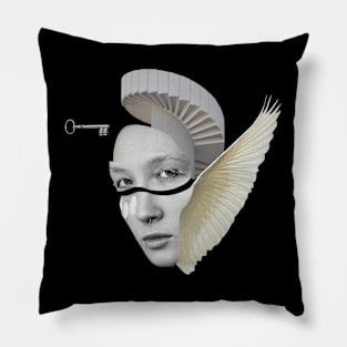 Modern and Surreal Collage Pop Art Pillow