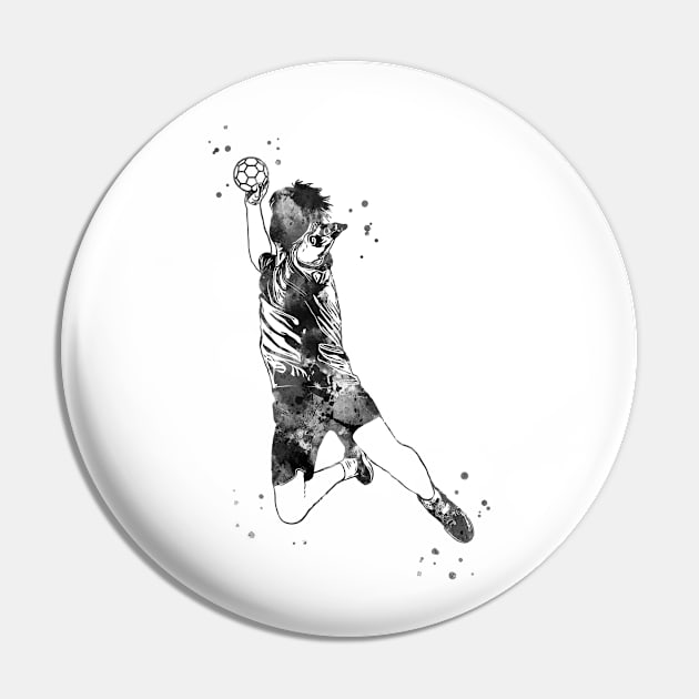 Handball Player Boy Hits The Ball Pin by RosaliArt