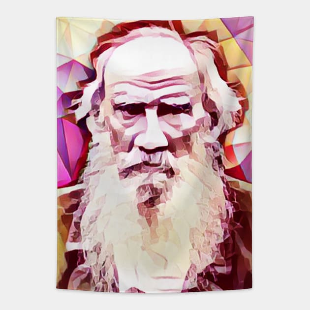Leo Tolstoy Pink Portrait | Leo Tolstoy Artwork 13 Tapestry by JustLit