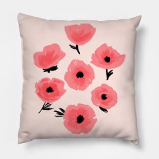 Pink Abstract Poppies Pillow