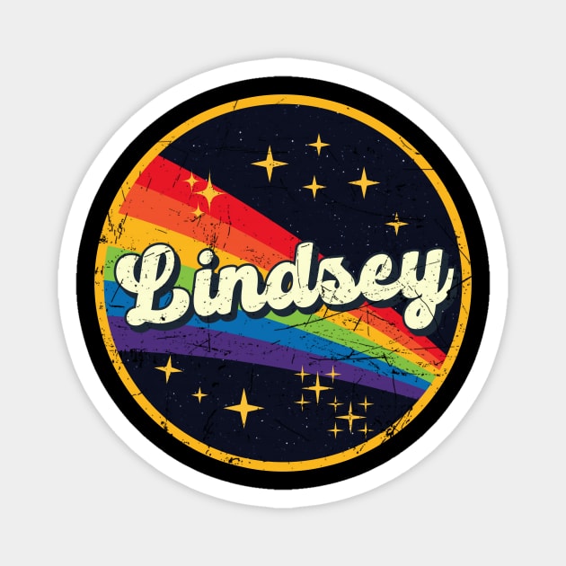 Lindsey // Rainbow In Space Vintage Grunge-Style Magnet by LMW Art