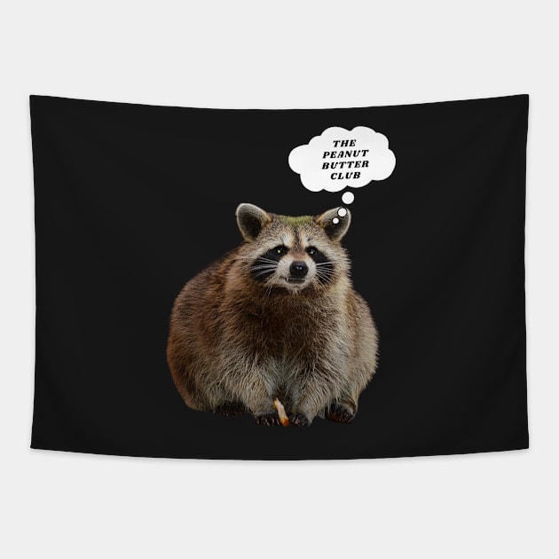 Raccoons of the Peanut Butter Club Tapestry by rconyard