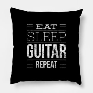 Eat Sleep Guitar Repeat White Letter T-shirt Pillow