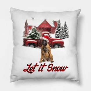 Malinois Let It Snow Tree Farm Red Truck Christmas Pillow
