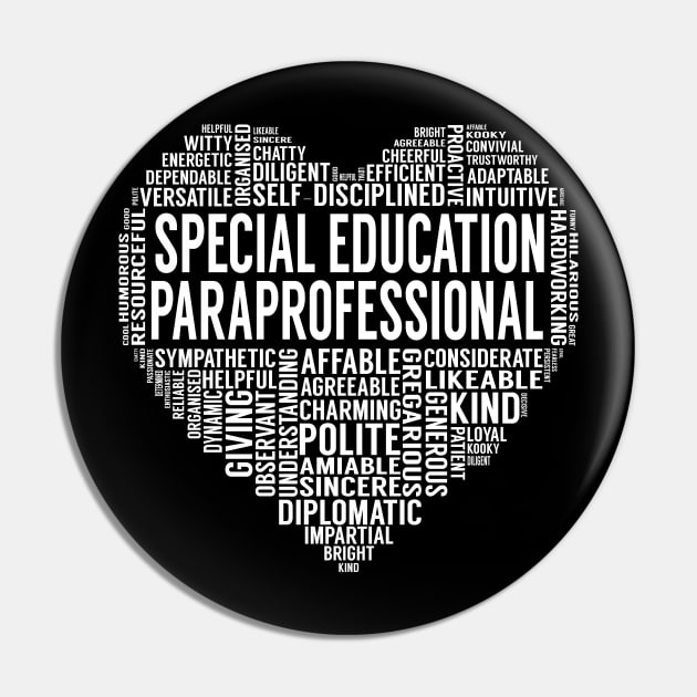 Special Education Paraprofessional Heart Pin by LotusTee