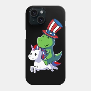 Dinosaur T-Rex Dinosaur Unicorn 4th of July American Flag Phone Case