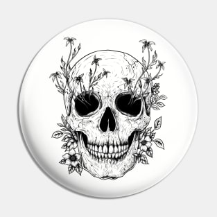 Flowers on Skull Pin