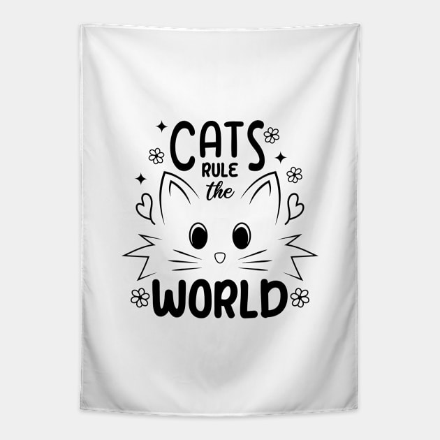 Cats Rule The World Tapestry by VecTikSam