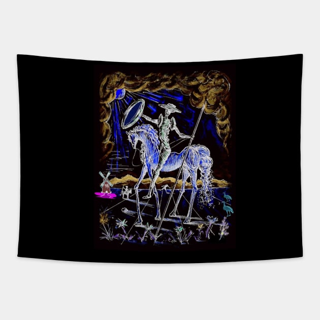 Don Quixote Fantasy Abstract Silhouette Dali Print Tapestry by posterbobs