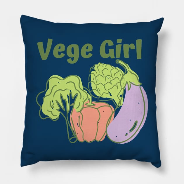 Vegetarian, Vegan, Vegetable, Garden, Home Grown, Vege, Vegan Girl Pillow by Style Conscious