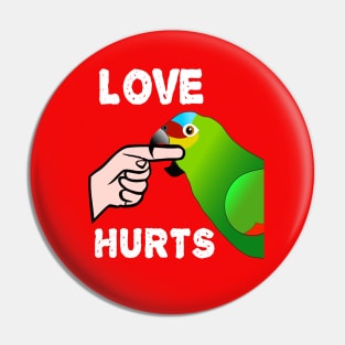 Love Hurts Red Lored Amazon Parrot Biting Pin
