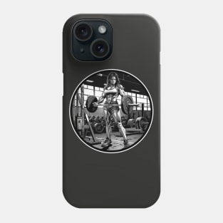 Beautiful fitness girl with a barbell. Phone Case