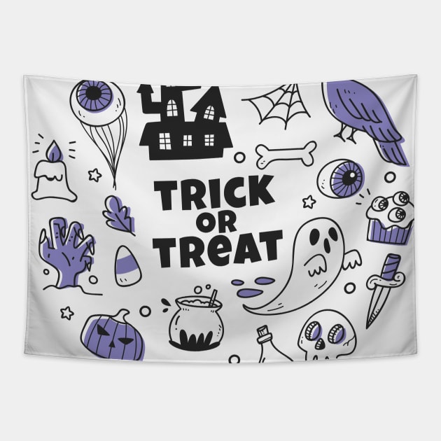 Awesome Halloween Doodle Art Tapestry by SLAG_Creative