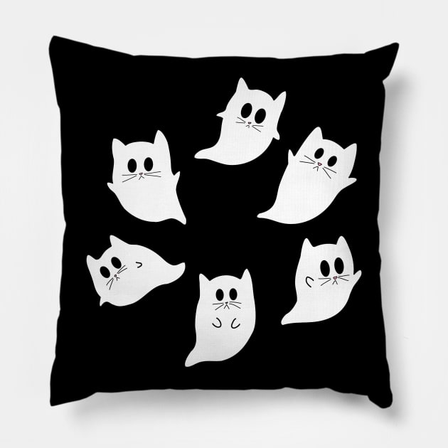 Ghost Cats Pillow by ECMazur