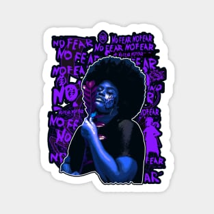 No Fear Strong Black woman Afro Hair Magnet