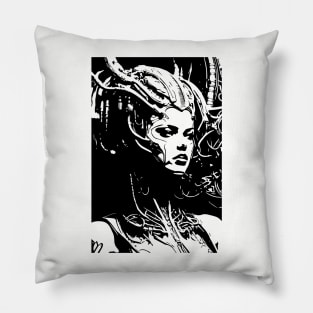 science fiction woman cyborg Pillow