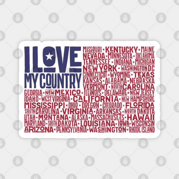 United States of America flag with states and capital cities Magnet by The Perfect Mind