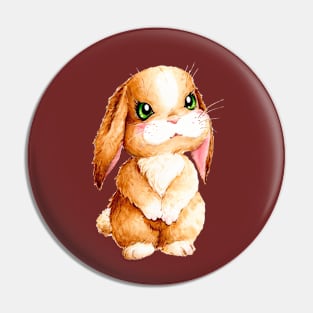 Kawaii Brown Bunny with Beautiful Shiny and Curious Eyes Pin