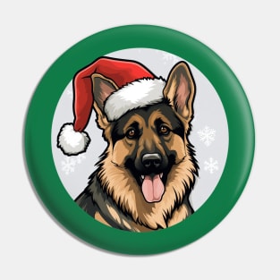 Christmas German Shepherd Santa Hat Pin