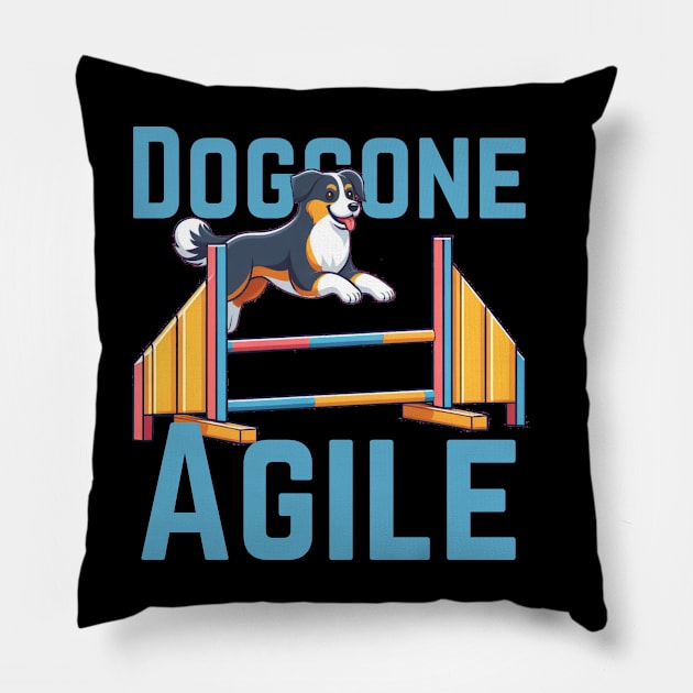 Doggone Agile | Mens Womens Funny Dog Agility Pillow by CP6Design