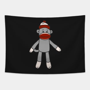 Sock Monkey With Red, Grey And White Stripes Tapestry