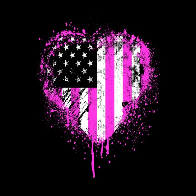 Pink Heart American Flag by Nifty T Shirts