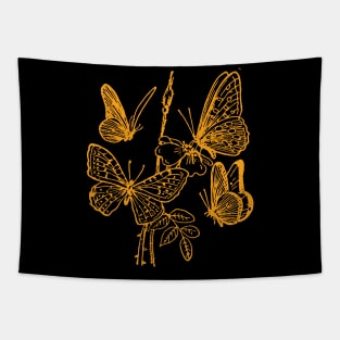 Butterfly Pattern Gold Tapestry