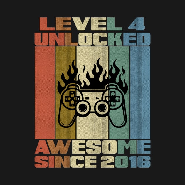 Level 4 Unlocked Birthday 4 Years Old Awesome Since 2016 by 5StarDesigns