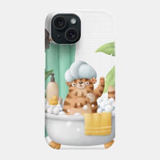 Cute Tiger İn Bath Phone Case