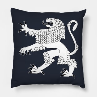 Heraldic Rampant Lion (White) Pillow