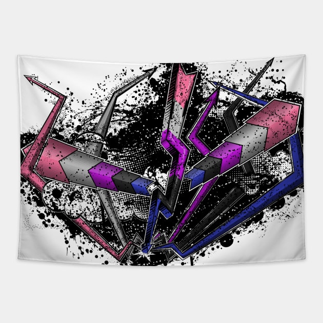 Grunge Graffiti Gender Fluid Lightning and Arrows Tapestry by LiveLoudGraphics