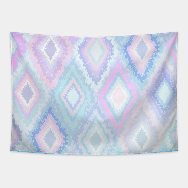 Pattern- Pastel rainbow tie dye polygonal Ikat Pattern mask Aesthetic Pink, Blue, Purple, Peach and Grey Design Tapestry by best-vibes-only