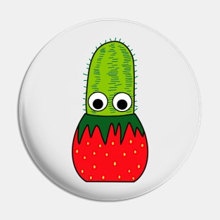 Cute Cactus Design #221: Cactus In Strawberry Pot Pin