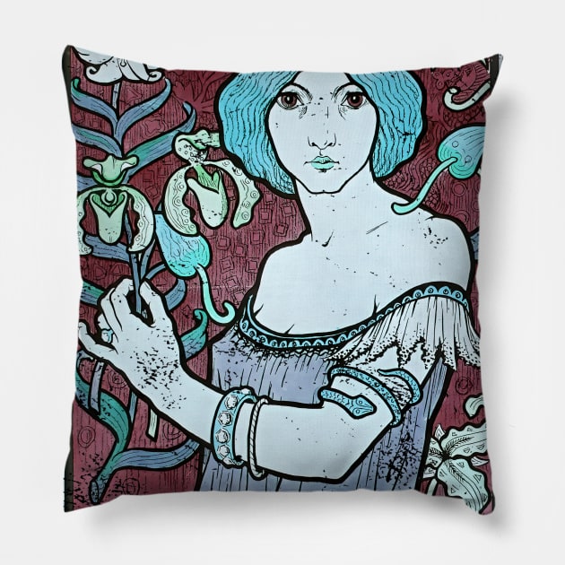 Art Nouveau - Paul Berthon Alphonse Mucha Vintage Fantasy Pillow by AltrusianGrace