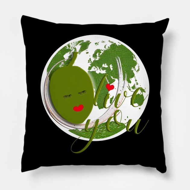 Olive You Celebrate Earthday: Save the Planet Pillow by Angelic Gangster