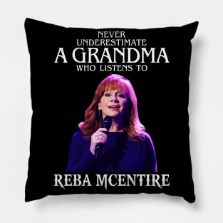 Vintage Never Underestimate A Woman Who Listens to Reba Mcentire Pillow