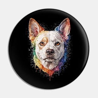 Colorful water paint style dog Pin