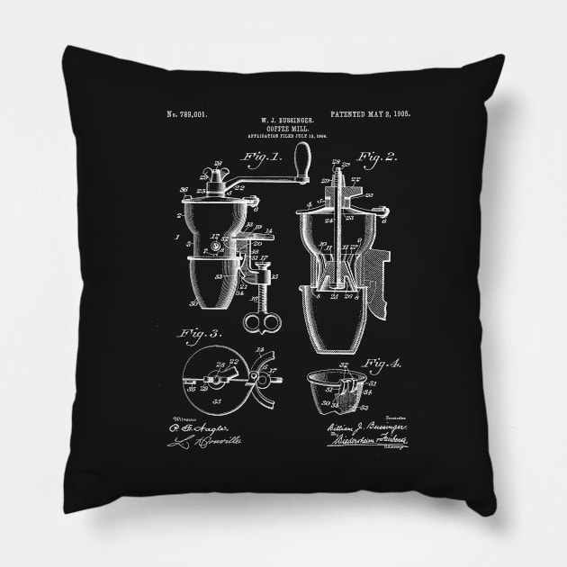 Coffee Mill Patent - Coffee Shop Art - Black Chalkboard Pillow by patentpress