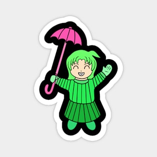 Cute girl with umbrella Magnet