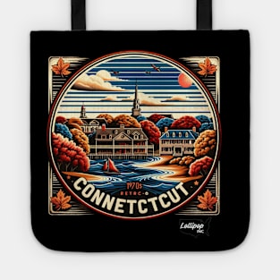 Connecticut Reverie: Coastal Charm & Colonial Legacy - American Vintage Retro style USA State Tote