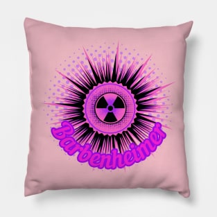 BARBENHEIMER. HOT PINK DANGER BURST FANCY PINK FONT STYLE. Pillow