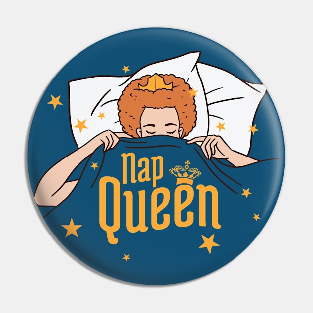 Funny Nap Queen Cartoon Redhead // Sleepy Girl Pin by SLAG_Creative