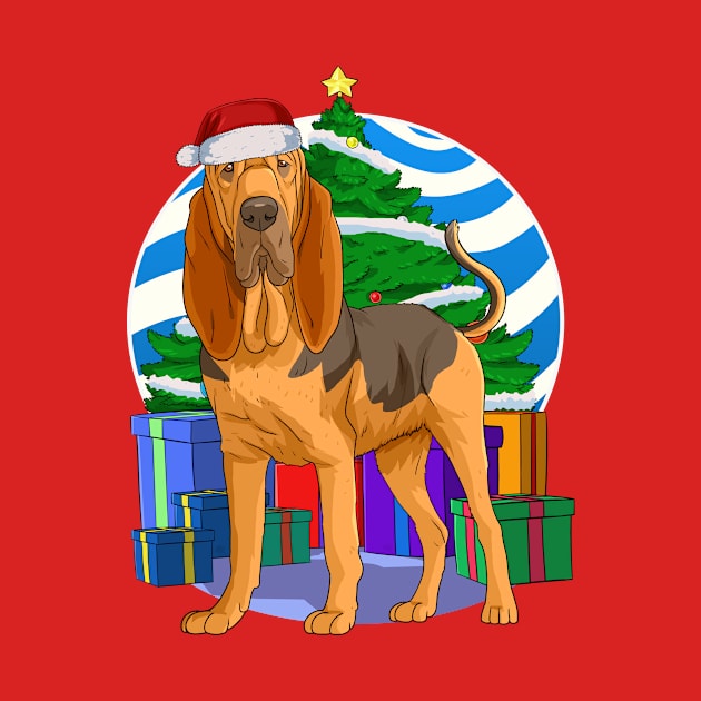 Bloodhound Dog Cute Santa Christmas Gift by Noseking