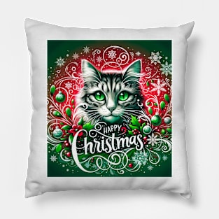 Cat with Green Eyes Pillow