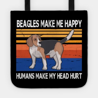 Beagles Make Me Happy Humans Make My Head Hurt Summer Holidays Christmas In July Vintage Retro Tote