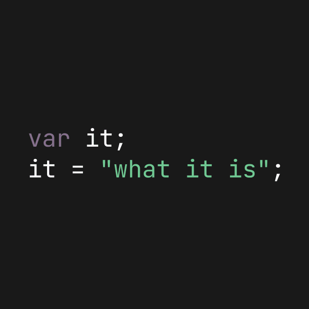 It is what it is Funny Saying in Code -  Dark Mode by Lyrical Parser